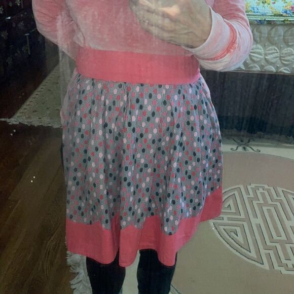 Vtg mid Century pink & black polka dot apron - Picture 6 of 6